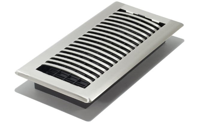 Louvered Floor Register Vent Cover, 4×12 Inch Metal Air Vent with Brushed Nickel Finish