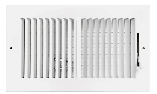 10×6 Inch HVAC Vent Cover, 2-Way Steel Air Supply Register for Wall, Sidewall & Ceiling, White with Screws Included