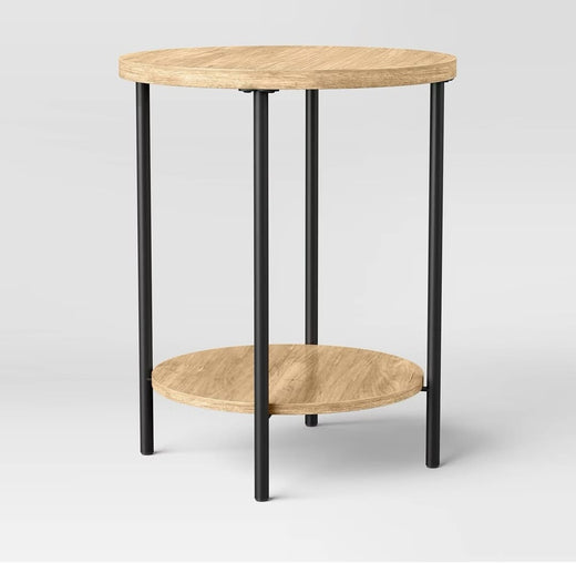 Generic Product Wood and Metal Small Round Side Table – Modern Accent Table