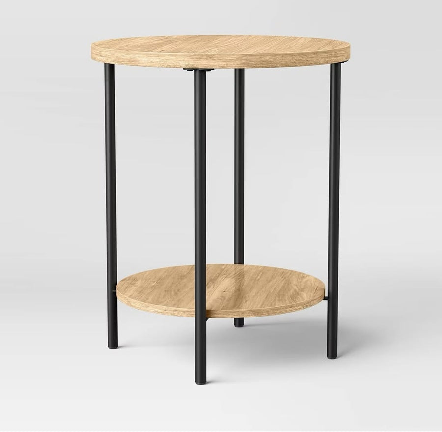 Generic Product Wood and Metal Small Round Side Table – Modern Accent Table