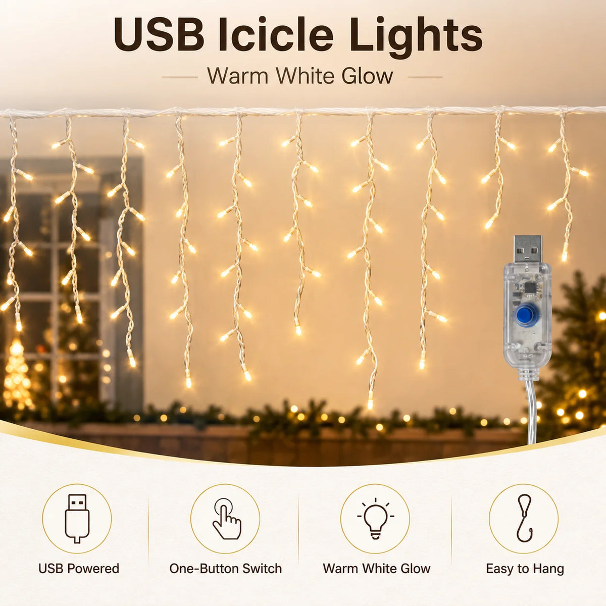 USB Icicle Curtain Light