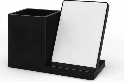 Wireless Phone Charger & Desktop Organizer, Fast Charging Stand with Storage Compartment, Black – 1 Pack