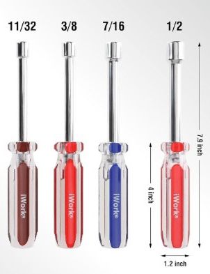 5-Piece Color Handle SAE Nut Driver Set – Assorted Sizes for Hand Tools