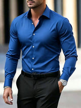 Men's Plus-Size Long-Sleeve Business Shirt