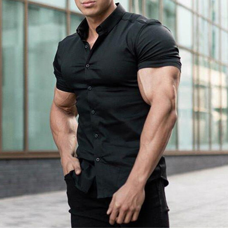 Men's Stretch Short-Sleeve Collared Shirt