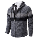 Men's Striped Fleece-Lined Hooded Cardigan