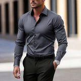 Men's Plus-Size Long-Sleeve Business Shirt