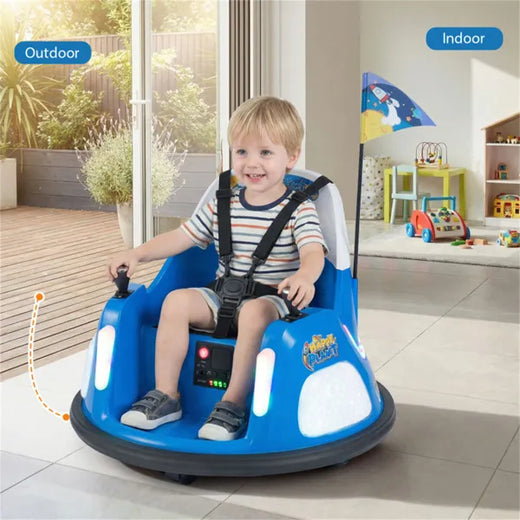 Kids Bumper Car with Lights, Music & 5-Point Belt – Blue – product image 6