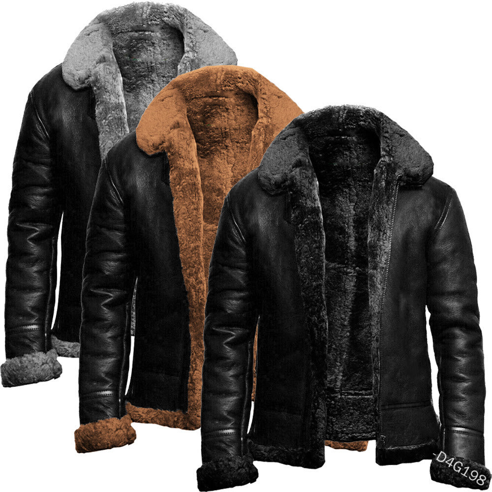 Men's Suede-Style Faux Fur Casual Jacket