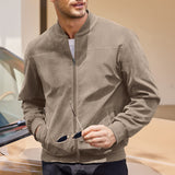 Men's Suede-Style Stand-Collar Zip Jacket