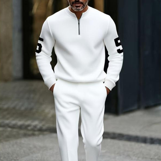 Men's Printed Half-Zip Casual Set