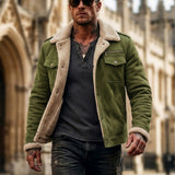Men's Suede-Style Fleece-Lined Winter Jacket