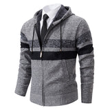 Men's Striped Fleece-Lined Hooded Cardigan