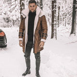 Men's Suede-Style Faux Fur Coat