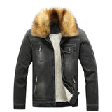 Men's Fleece-Lined Denim Jacket with Removable Collar