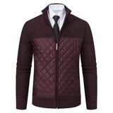 Men's Quilted Fleece-Lined Zip-Up Knit Cardigan