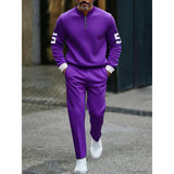 Men's Printed Half-Zip Casual Set