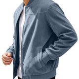 Men's Suede-Style Stand-Collar Zip Jacket