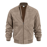 Men's Suede-Style Stand-Collar Zip Jacket