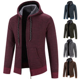 Men's Fleece-Lined Slim-Fit Hooded Cardigan
