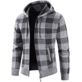 Men's Plaid Fleece-Lined Hooded Cardigan