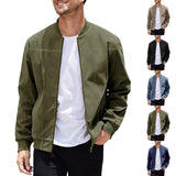 Men's Suede-Style Stand-Collar Zip Jacket