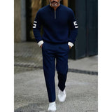 Men's Printed Half-Zip Casual Set