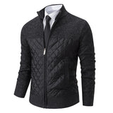 Men's Quilted Fleece-Lined Zip-Up Knit Cardigan