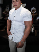 Men's Stretch Short-Sleeve Collared Shirt