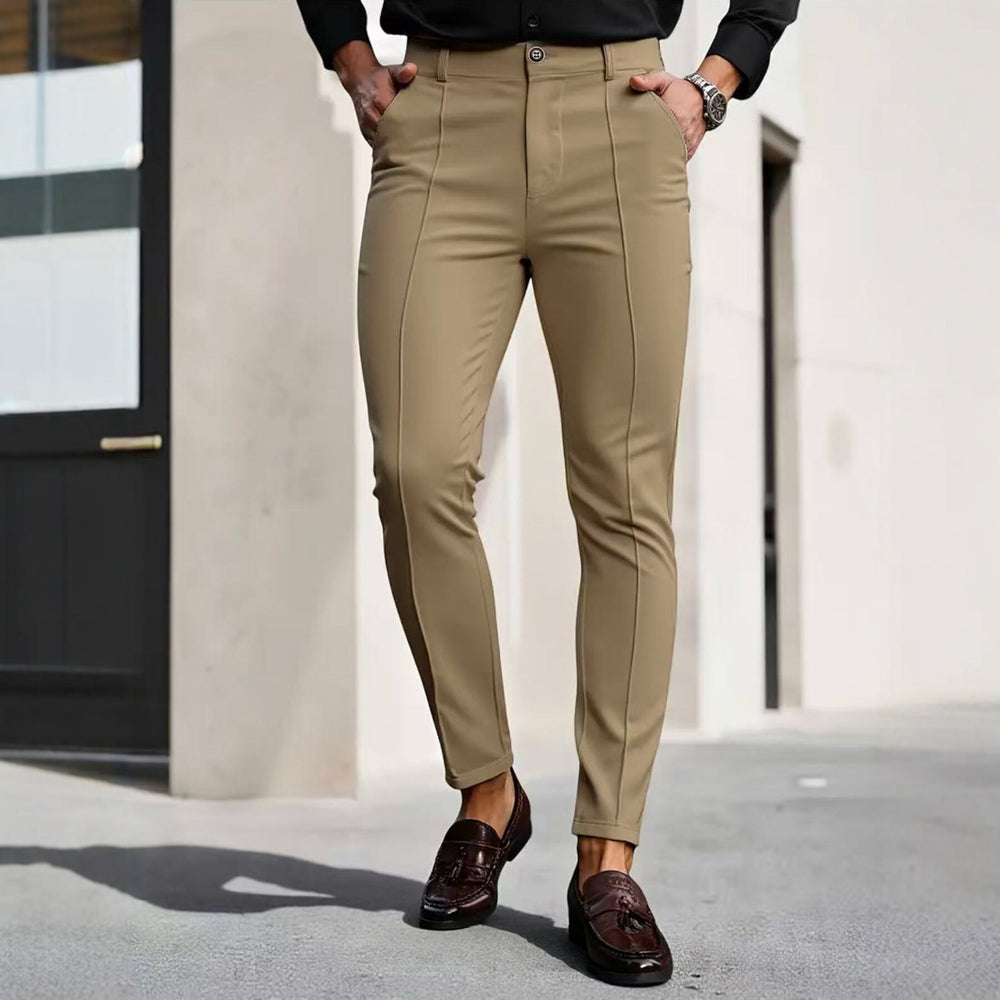 Men's Slim-Fit Stretch Cropped Dress Trousers