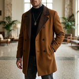 Men's Color-Block Double-Breasted Long Blazer