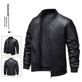 Men's Slim-Fit Faux Leather Casual Jacket