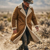 Men's Retro Suede-Style Fleece Trench Coat