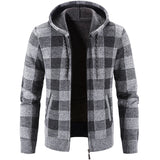 Men's Plaid Fleece-Lined Hooded Cardigan
