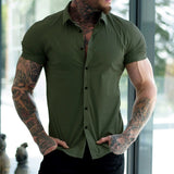 Men's Stretch Short-Sleeve Collared Shirt