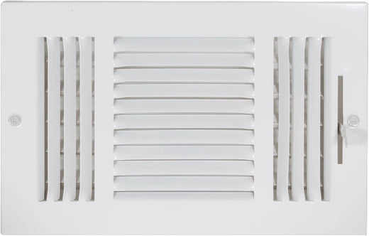 Three-Way Wall/Ceiling Air Vent Register Cover – 10" x 6" (White)