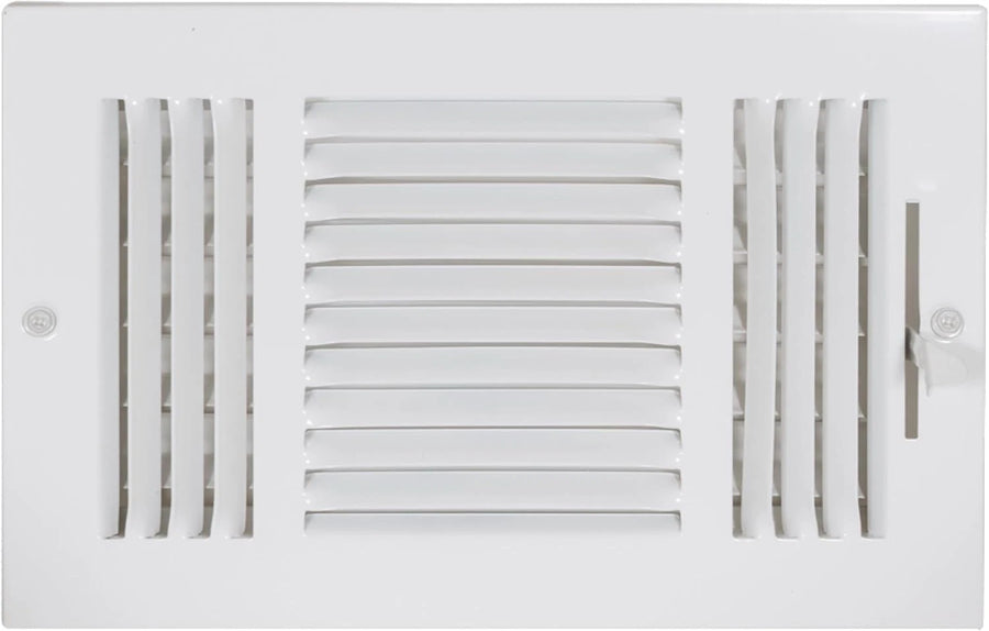 Three-Way Wall/Ceiling Air Vent Register Cover – 10" x 6" (White)