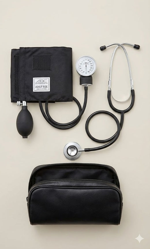 ADC Pro's Combo II SR Adult Pocket Aneroid/Scope Kit with Prosphyg 768 Blood Pressure Sphygmomanometer and Adscope Sprague 641 Stethoscope with Nylon Carrying Case, Black