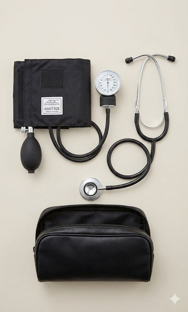 ADC Pro's Combo II SR Adult Pocket Aneroid/Scope Kit with Prosphyg 768 Blood Pressure Sphygmomanometer and Adscope Sprague 641 Stethoscope with Nylon Carrying Case, Black